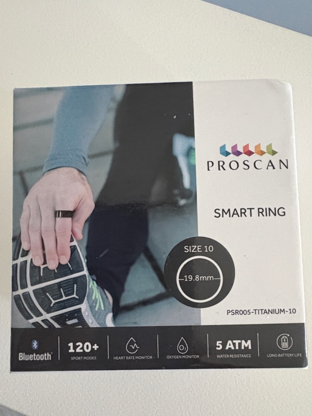 Proscan Smart Ring Size 10 — Black Titanium Fitness Ring